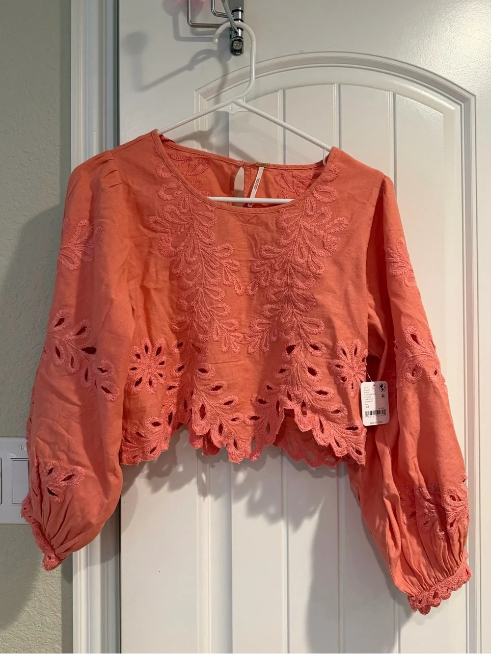 Free People Coral Eyelet Cropped Top - Picture 10 of 10